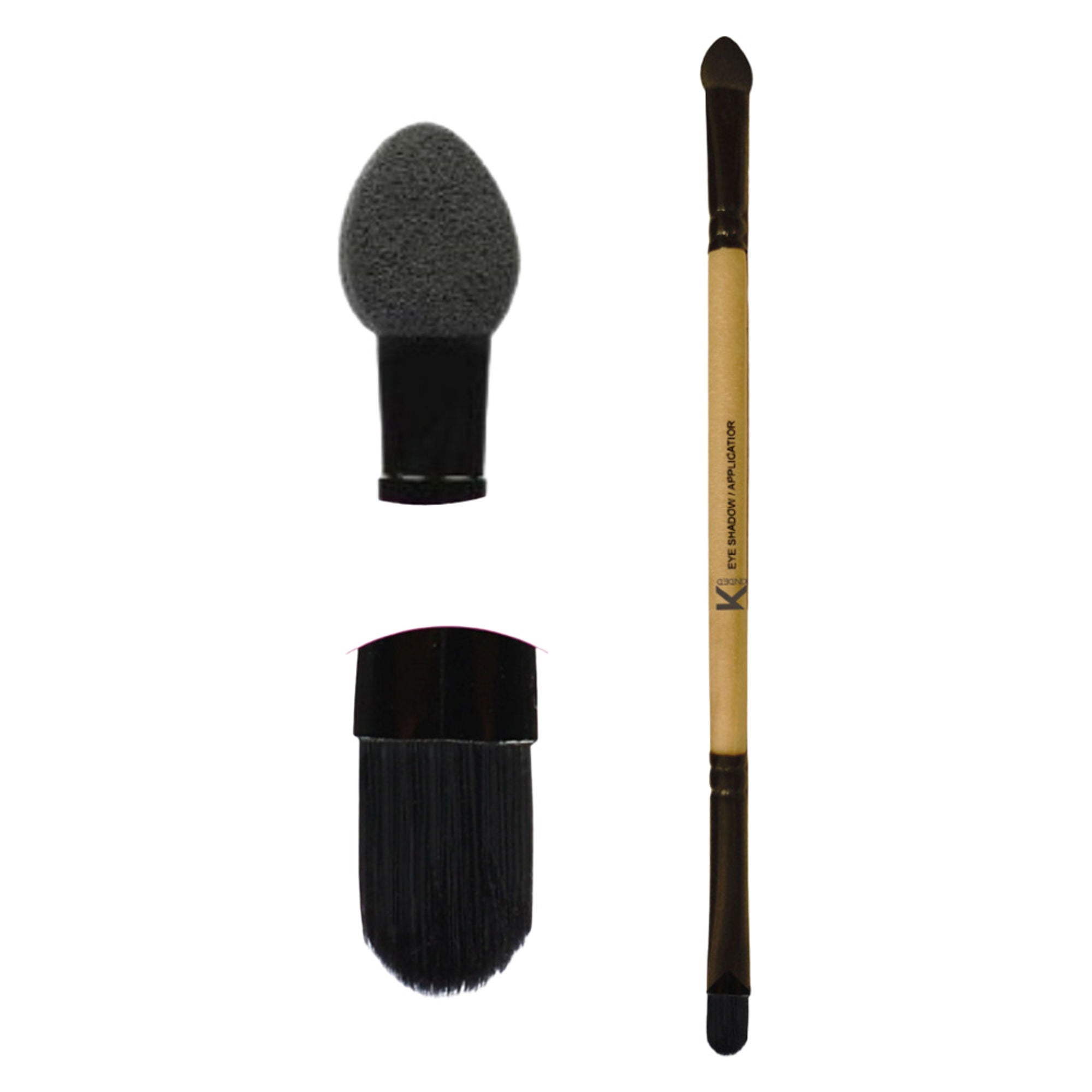 KINDED Professional Natural Wooden Handle 2 in 1 Eyeshadow Applicator Makeup Brush