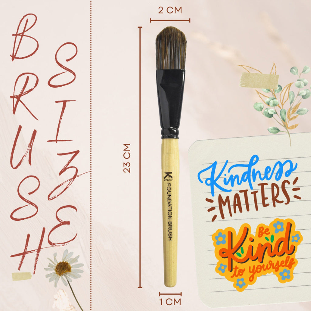 KINDED Professional Natural Wooden Handle Foundation Makeup Brush