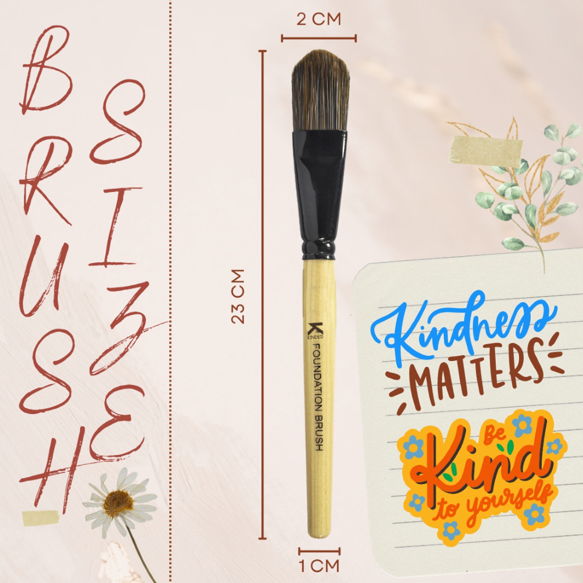 KINDED Professional Natural Wooden Handle Foundation Makeup Brush