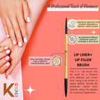 KINDED Professional Natural Wooden Handle 2 in 1 Lip Liner & Lip Filler Makeup Brush