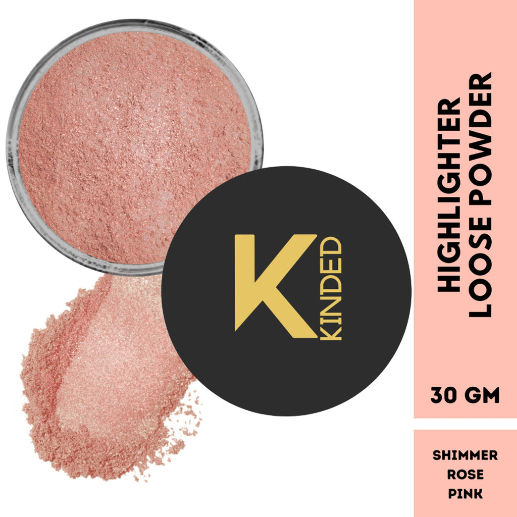 KINDED Highlighter Loose Powder - Shimmer Rose Pink