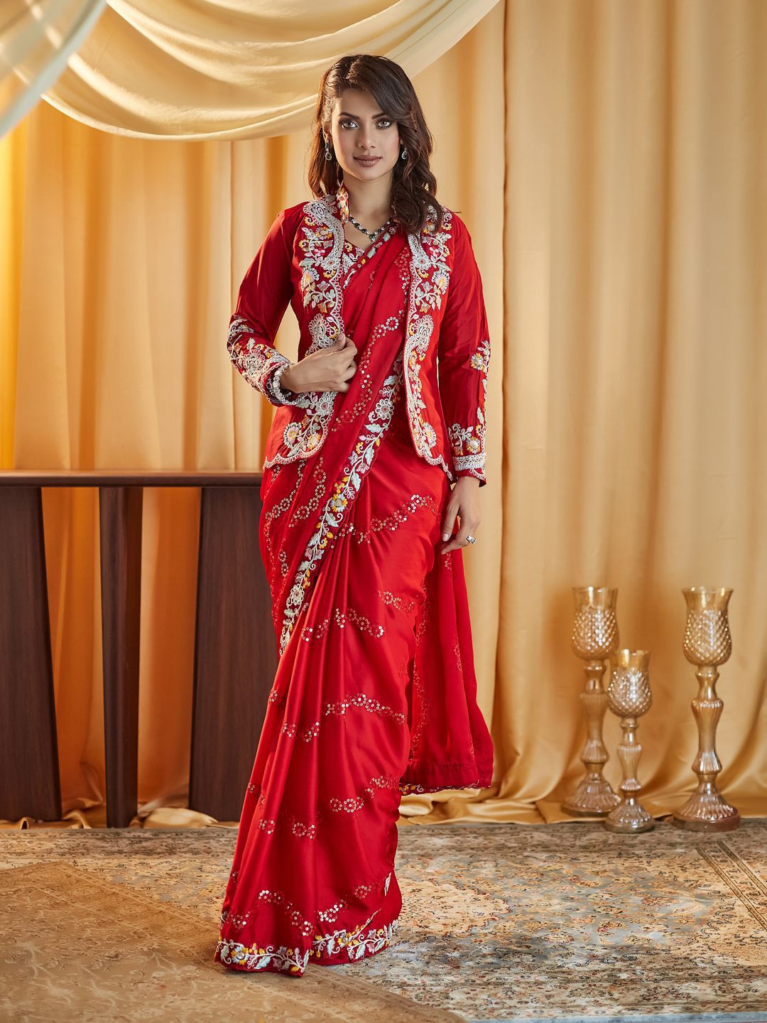 kasee Ethnic Motifs Kutchi Embroidery Pure Silk Saree - Distacart