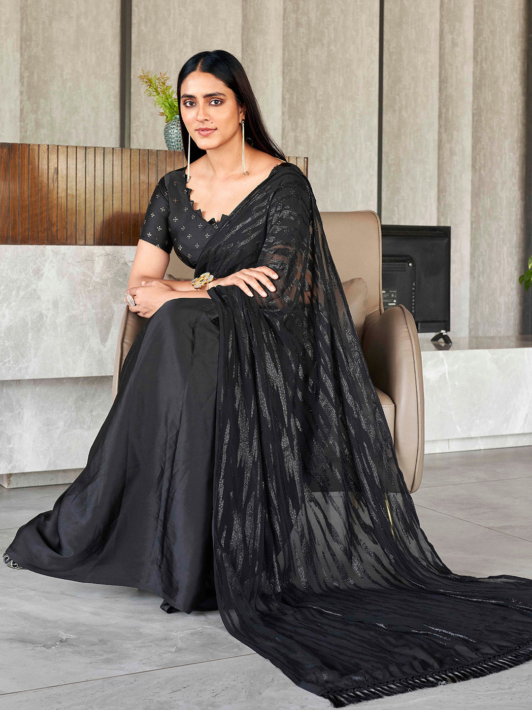 Tikhi Imli Woven Design Satin Ready to Wear Saree - Distacart
