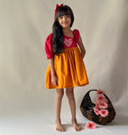 ArthLife Raspberry Pink And Orange Partywear Dress