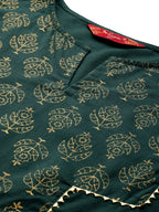 Sangria Ethnic Motifs Printed Gotta Patti Pure Cotton Kurta