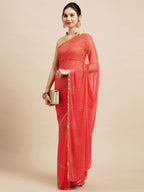 Saree Mall Peach-Coloured Embellished Sarees - Distacart