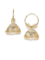 Gold-Plated Alloy Hoop And Jhumki Earrings - The Pari - Distacart