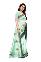 Vamika Green Crepe Embroidery Saree (Nirali Green)
