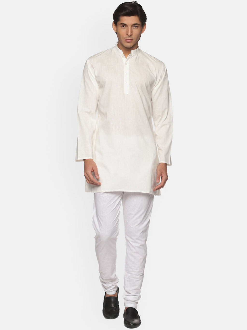 Sethukrishna Men Cream-Coloured Striped Pure Cotton Kurta with Pyjamas - Distacart