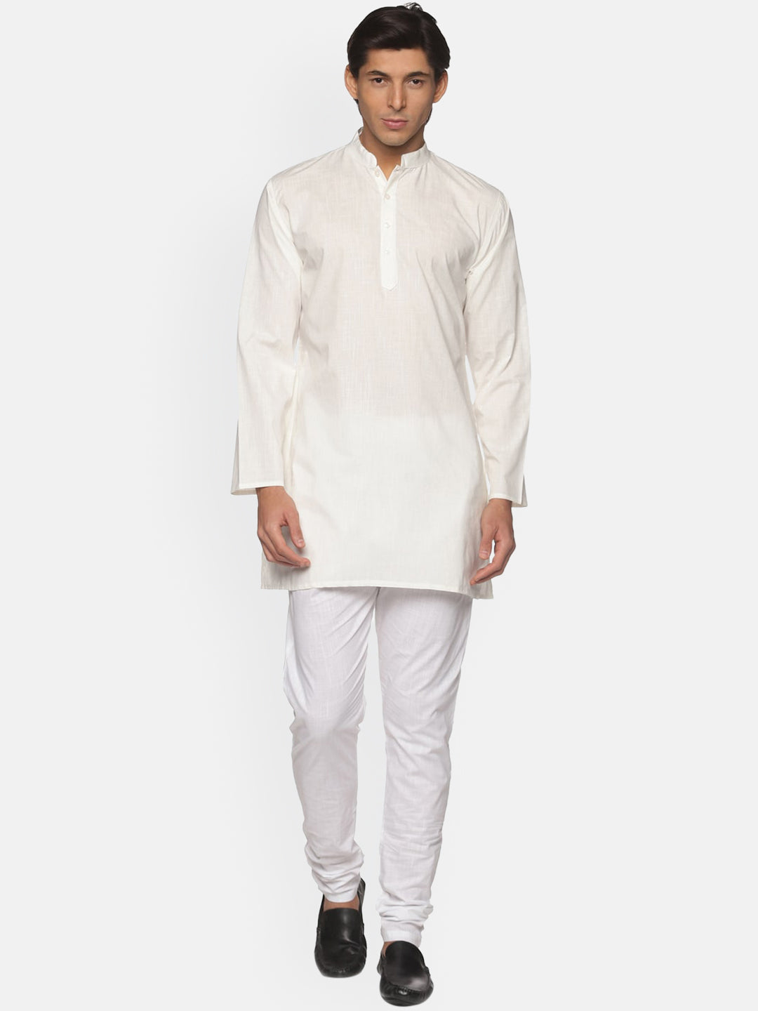 Sethukrishna Men Cream-Coloured Striped Pure Cotton Kurta with Pyjamas - Distacart