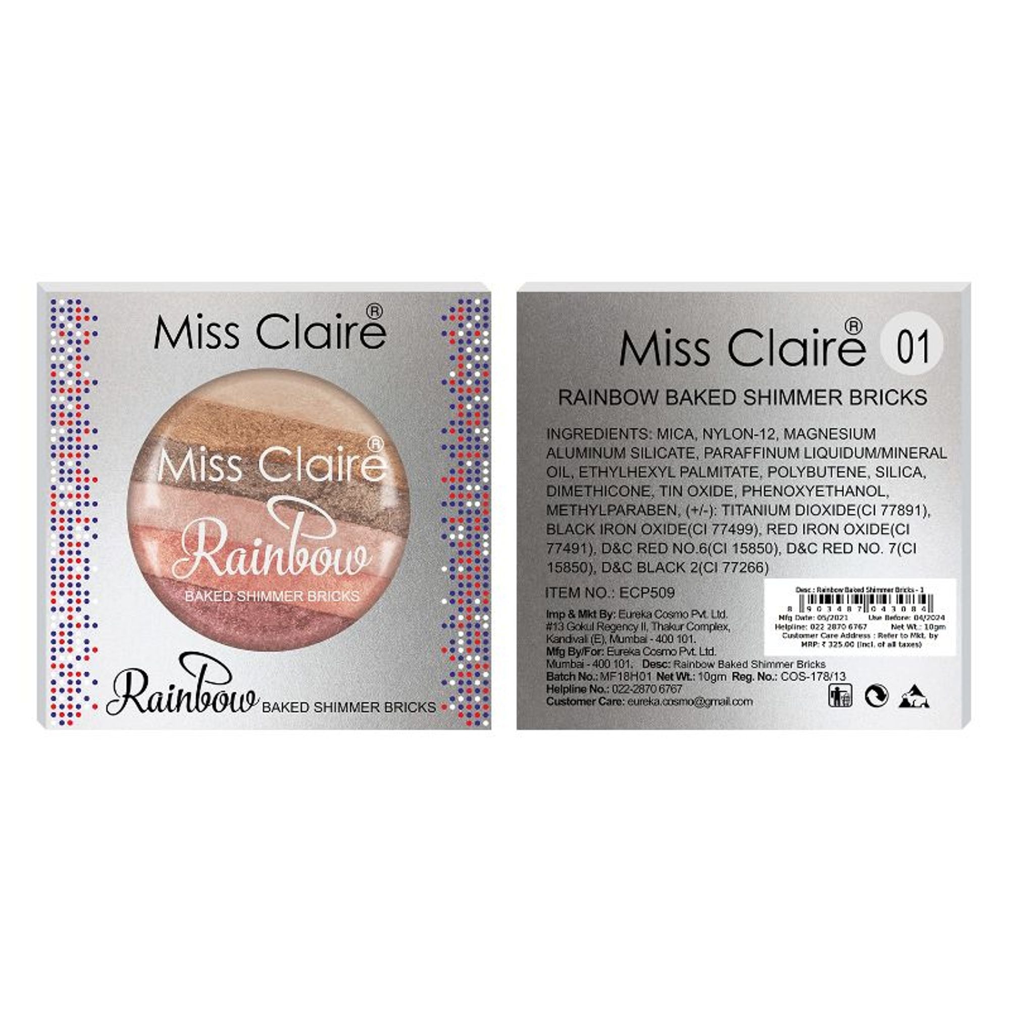 Miss Claire Rainbow Baked Shimmer Bricks - 1 - Distacart
