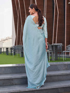 Tikhi Imli Geometric Printed Saree With Tassels - Distacart