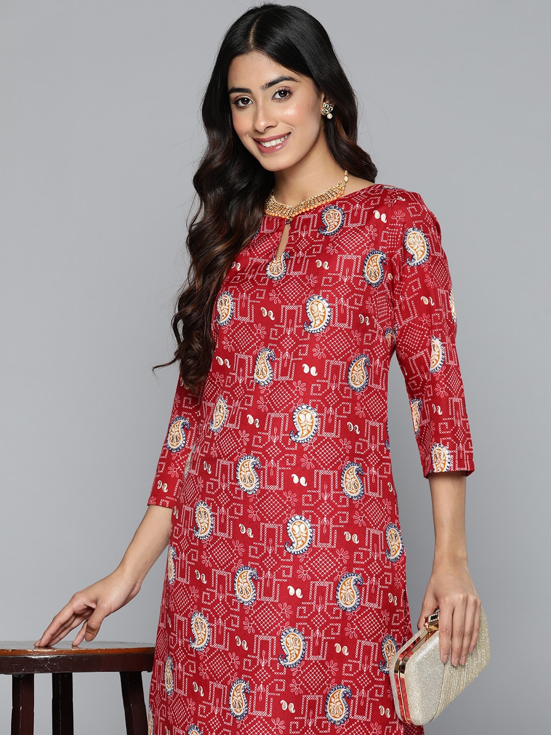 HERE&NOW Floral Printed Regular Kurta with Palazzos