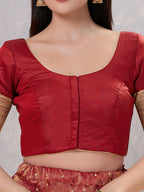 Joban Fashion Women Silk Dark-Maroon Stitched Blouse