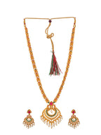 Saraf RS Jewellery Gold-Plated Red & Green Bridal Temple Jewellery Set - Distacart