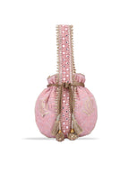 Masq Pink and Gold-Toned Embroidered Potli Clutch - Distacart