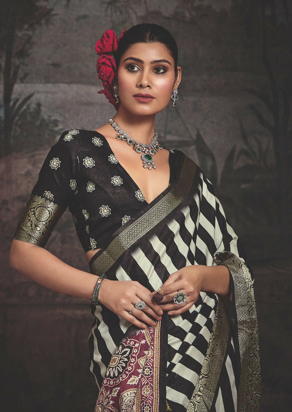 Joban Fashion Multicolor Art Silk With Fine Viscose Border Ajrak Full Body Print With Soft Finish Saree - Distacart