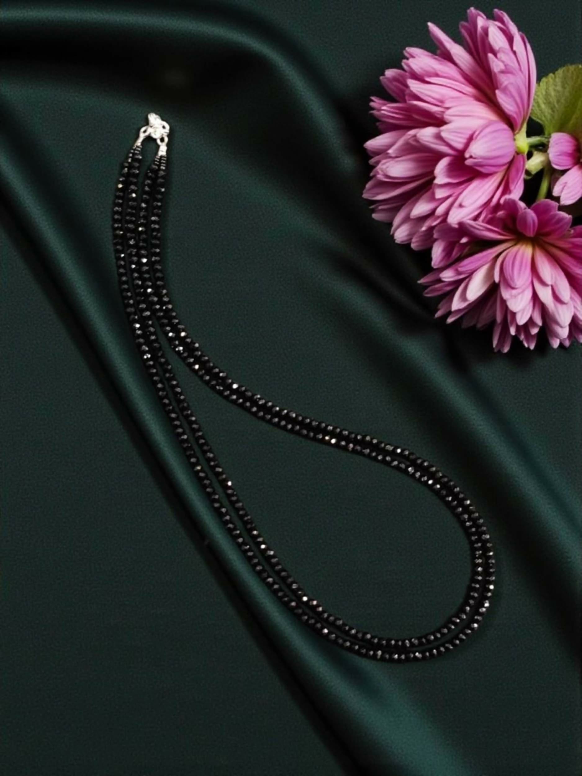 Joban Fashion Women Black 2 Layer Agate Necklace, Silver Finish - Distacart
