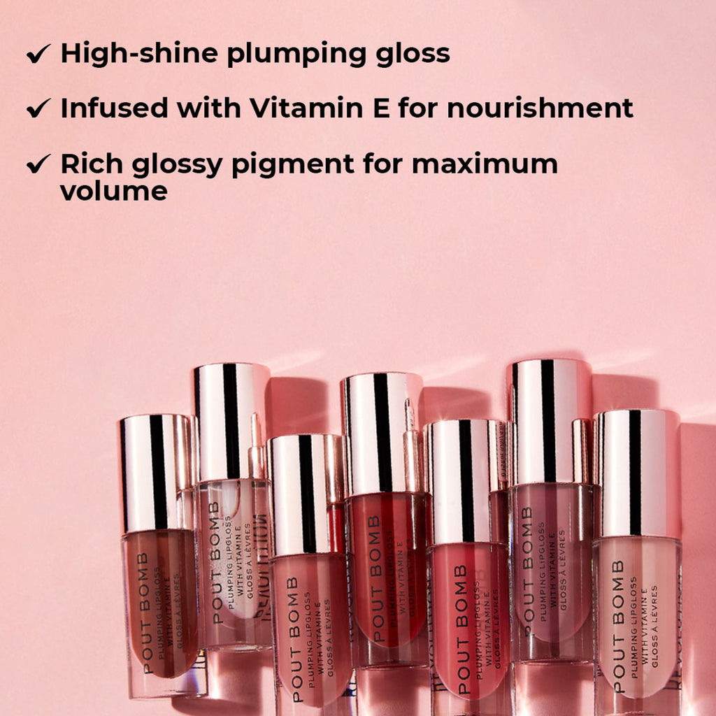 Makeup Revolution Pout Bomb Plumping Gloss - Kiss - Distacart