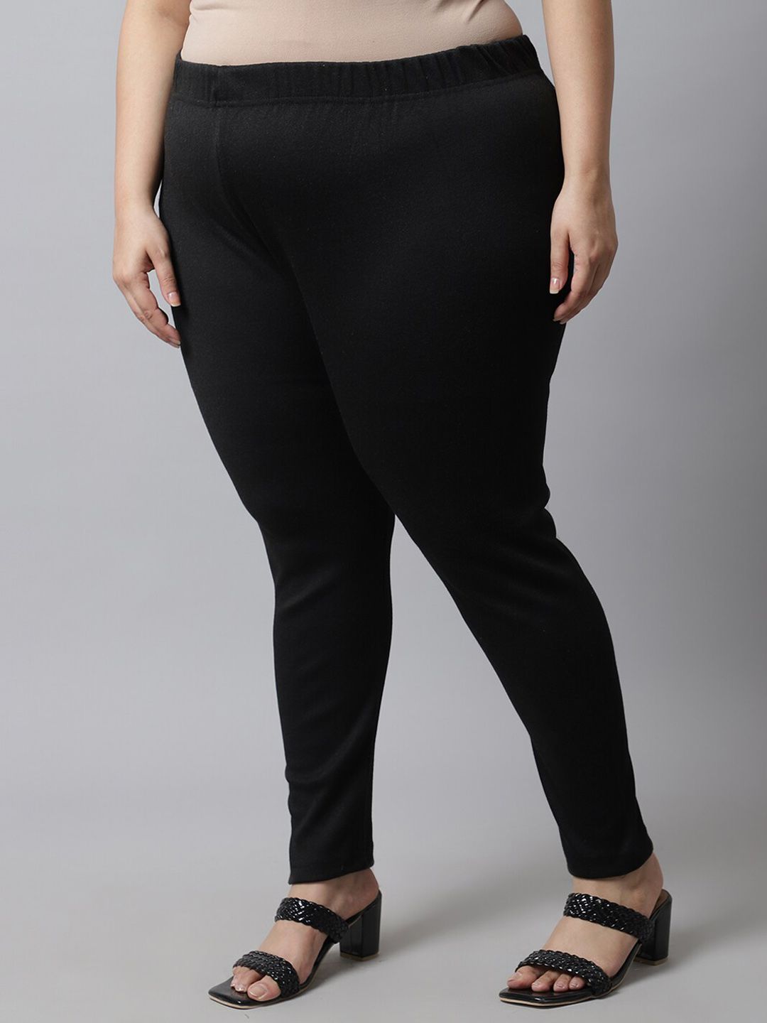TAG 7 Women Plus size Black Solid Ankle-length Leggings