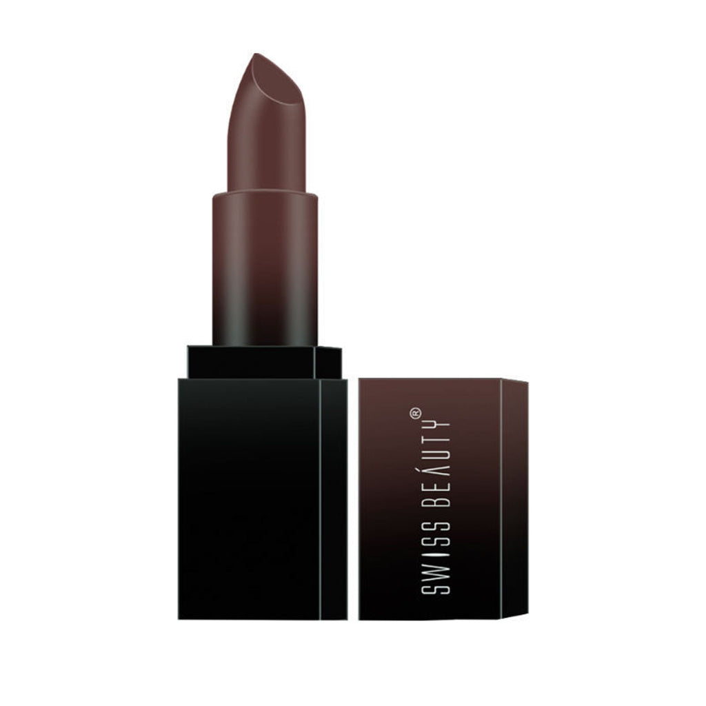 Swiss Beauty HD Matte Lipstick , High Coverage , Lightweight - 19 Dark Brown - Distacart
