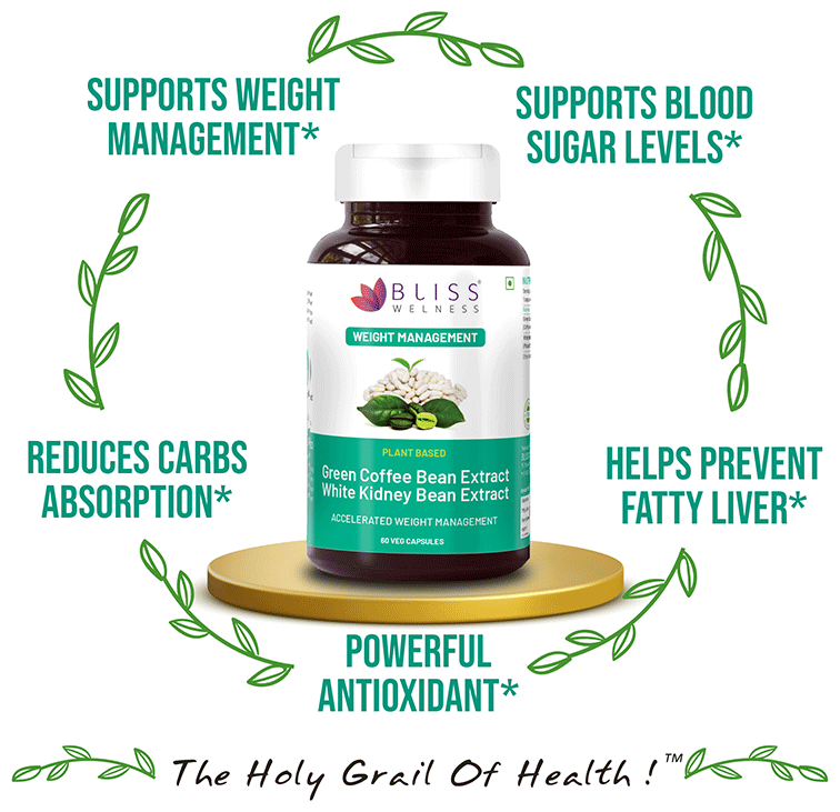 Bliss Welness Weight Management Carb Controller Green Coffee Bean Extract Veg Capsule