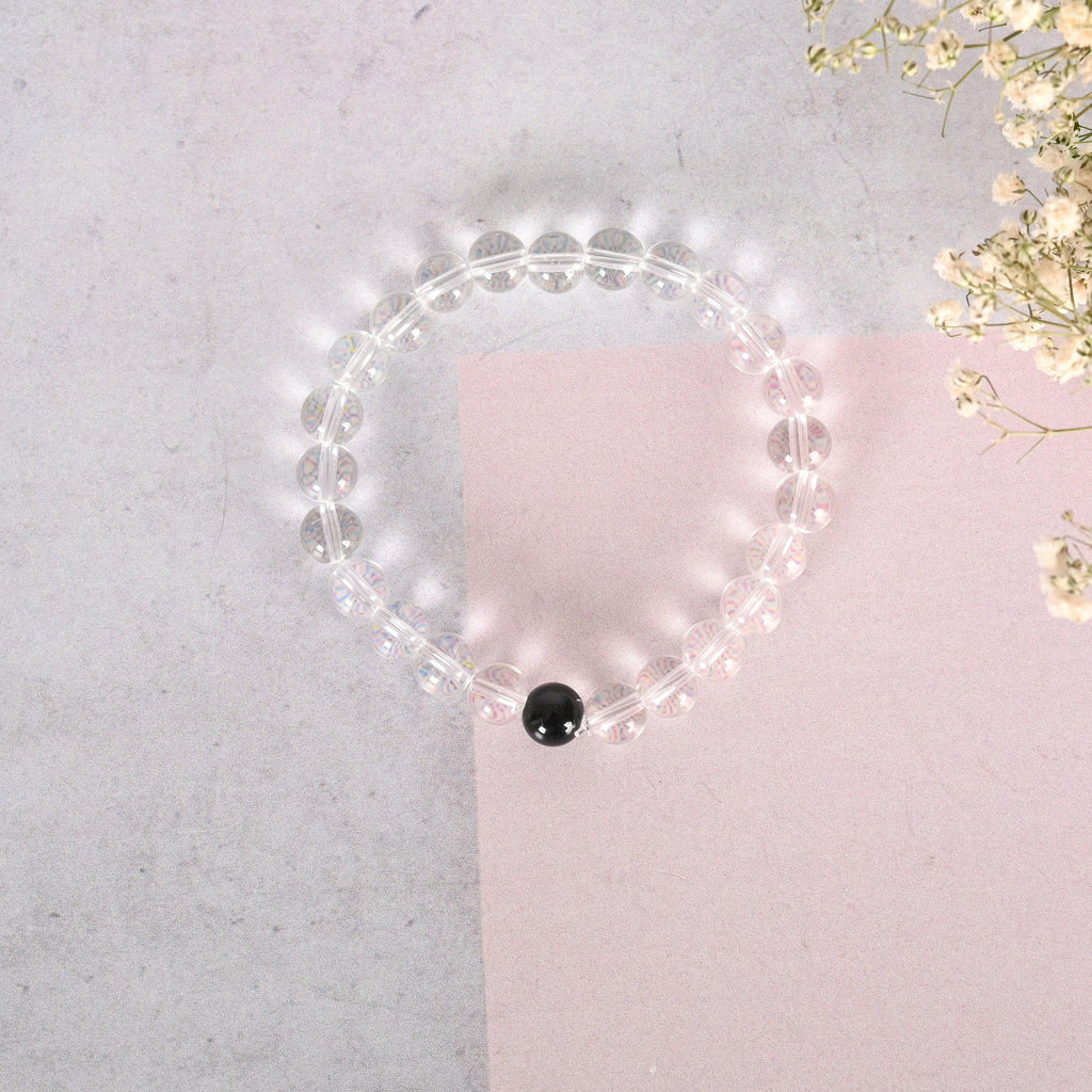 NVR Men & Women Transparent Beaded Elasticated Bracelet - Distacart