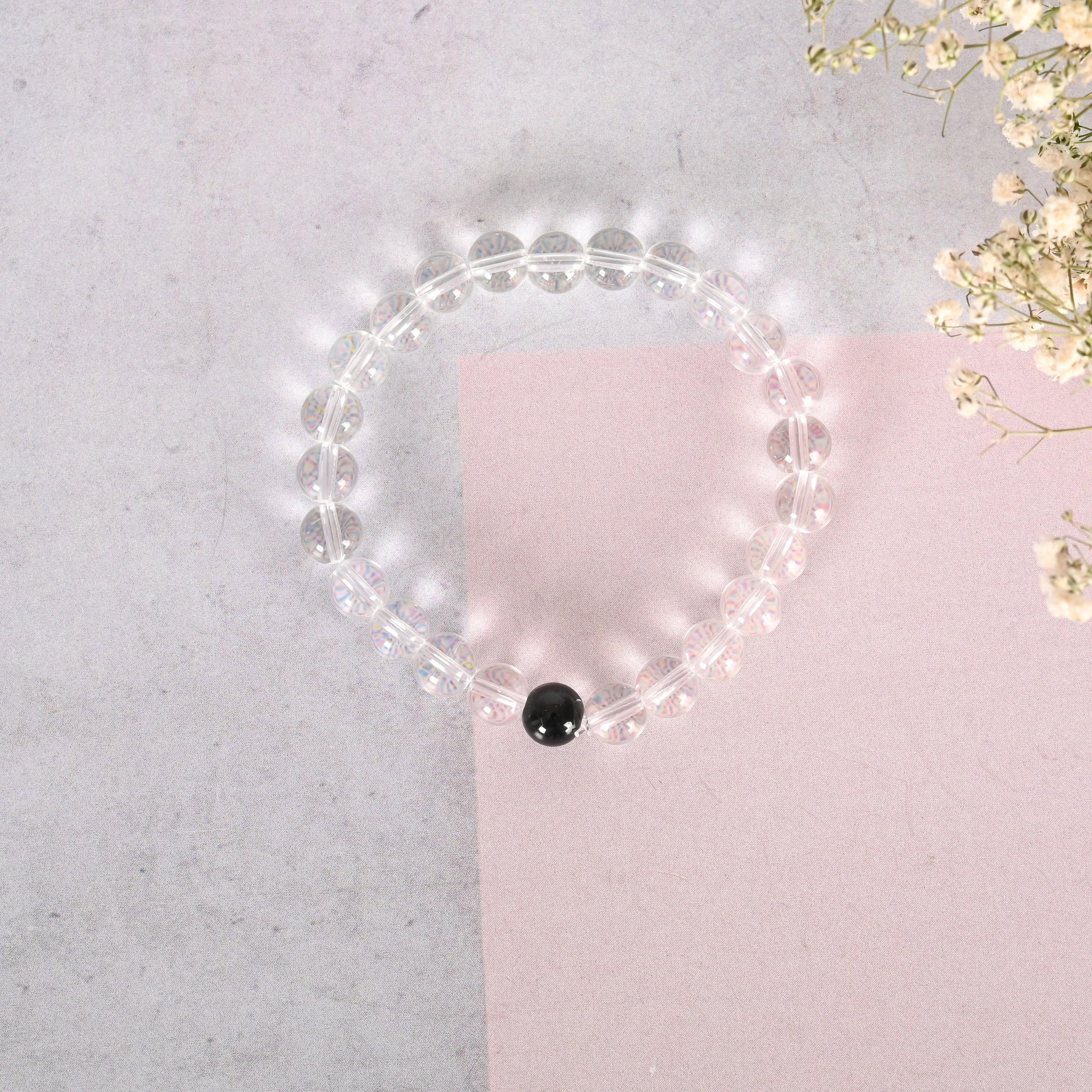 NVR Men & Women Transparent Beaded Elasticated Bracelet - Distacart