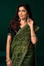 Joban Fashion Green Net Party Wear Sarees - Distacart