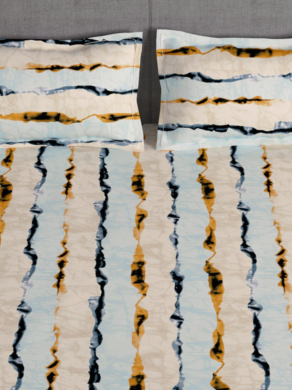 Story@home Arena Cream-Coloured & Grey Printed 180 TC Bedsheet & Pillow Covers - Distacart