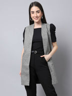 Even Apparels Grey Pure Wool Open Front Woolen Women's Long Coat - Distacart