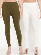 TAG 7 Women Pack Of 2 Solid Ankle-Length Comfort Fit Leggings