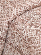 Lali Prints Brown & White Ethnic Motifs Cotton 180 TC King Bedsheet with 2 Pillow Covers