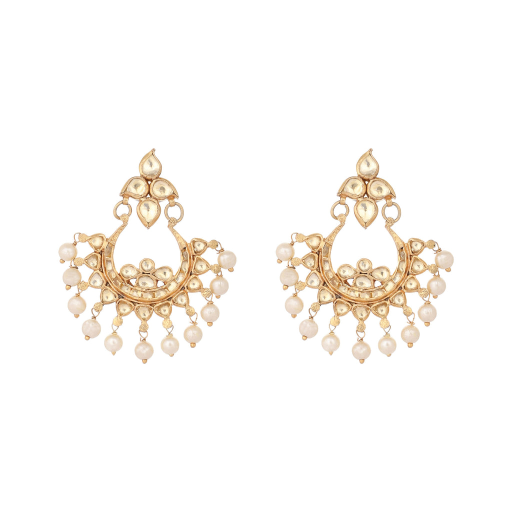 Nuyug 18k Gold-Plated American Diamonds Studded Contemporary Shaped Dangler Earrings - Distacart