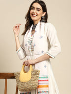 Sangria Ethnic Motifs Yoke Design Regular Thread Work Kurta with Trousers & With Dupatta