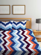 Arrabi Multicoloured Ethnic Motifs 300 TC Super King Bedsheet with 2 Pillow Covers