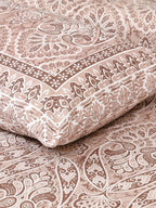 Lali Prints Brown & White Ethnic Motifs Cotton 180 TC King Bedsheet with 2 Pillow Covers