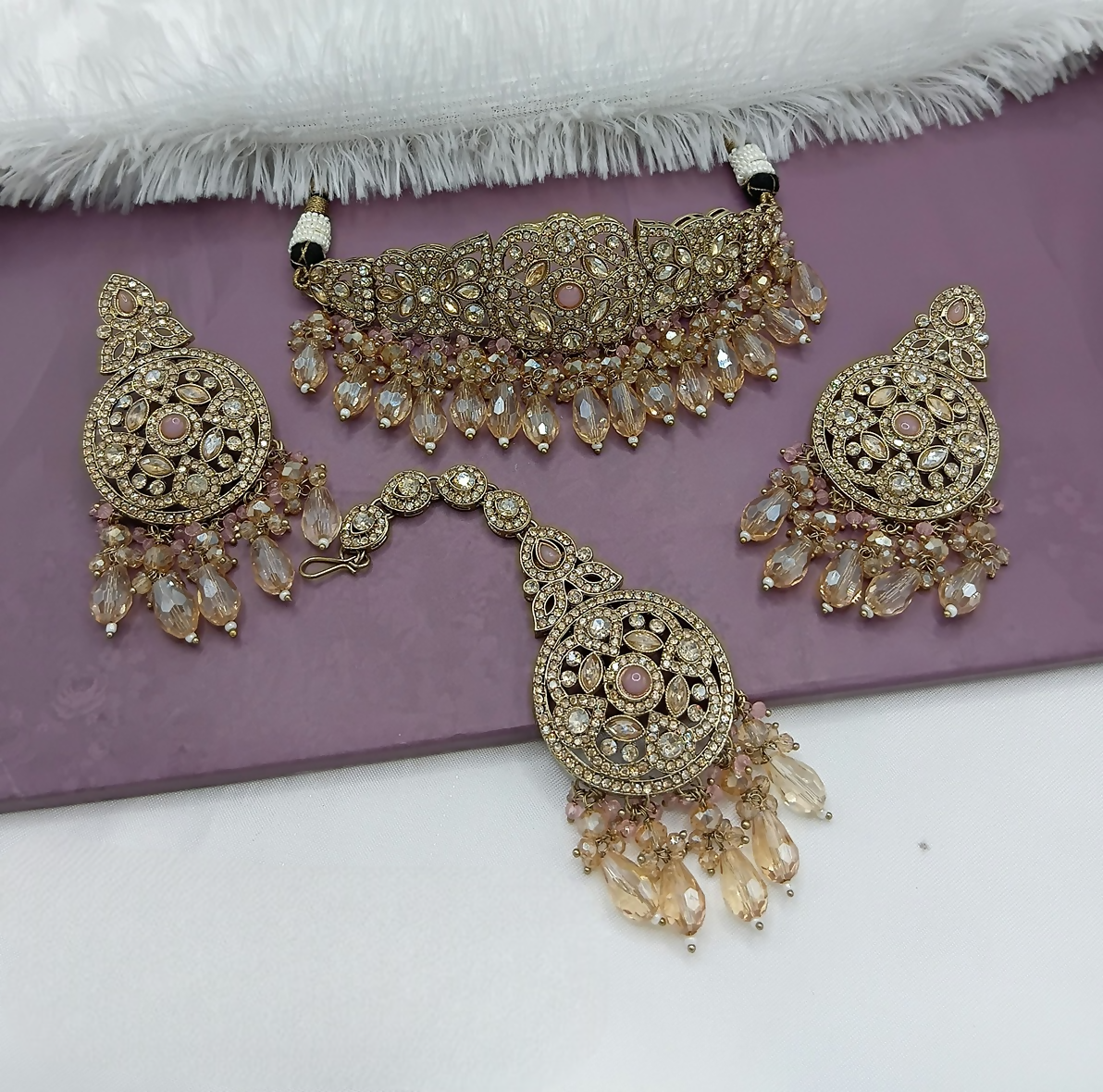 Joban Fashion Peach Alloy Choker Set