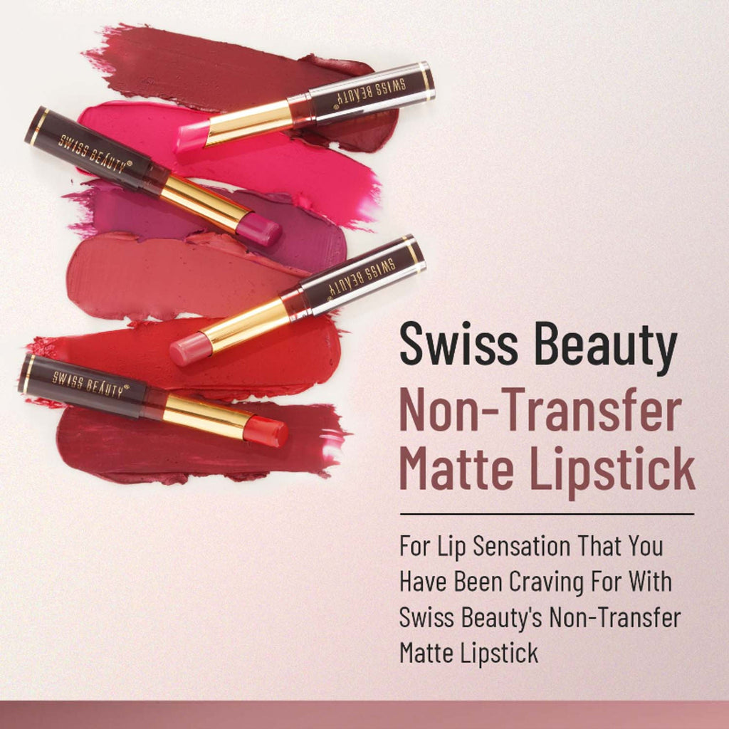 Swiss Beauty Non-Transfer Matte Lipstick - 4 Hot Cherry - Distacart