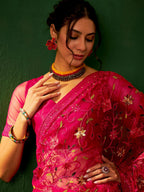 Sangria Embroidered Net Saree - Distacart