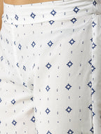 Sangria Women White Ethnic Motifs Printed Panelled Pure Cotton Kurta with Trousers
