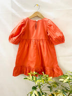 ArthLife Orange Butterfly Embroidered Dress