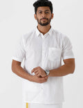 Ramraj Cotton Mens Half Sleeve Luxury Cotton White Shirt