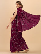 Sangria Women Burgundy Sarees - Distacart