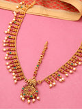 Yellow Chimes Women Gold-Plated, Maroon, Green White Pearl Hanging Bridal Mathapatti - Distacart