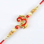 Auspicious Om Pearl Rakhi & Kaju Roll Box 