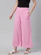 Souchii Pink Knitted Palazzos - Distacart