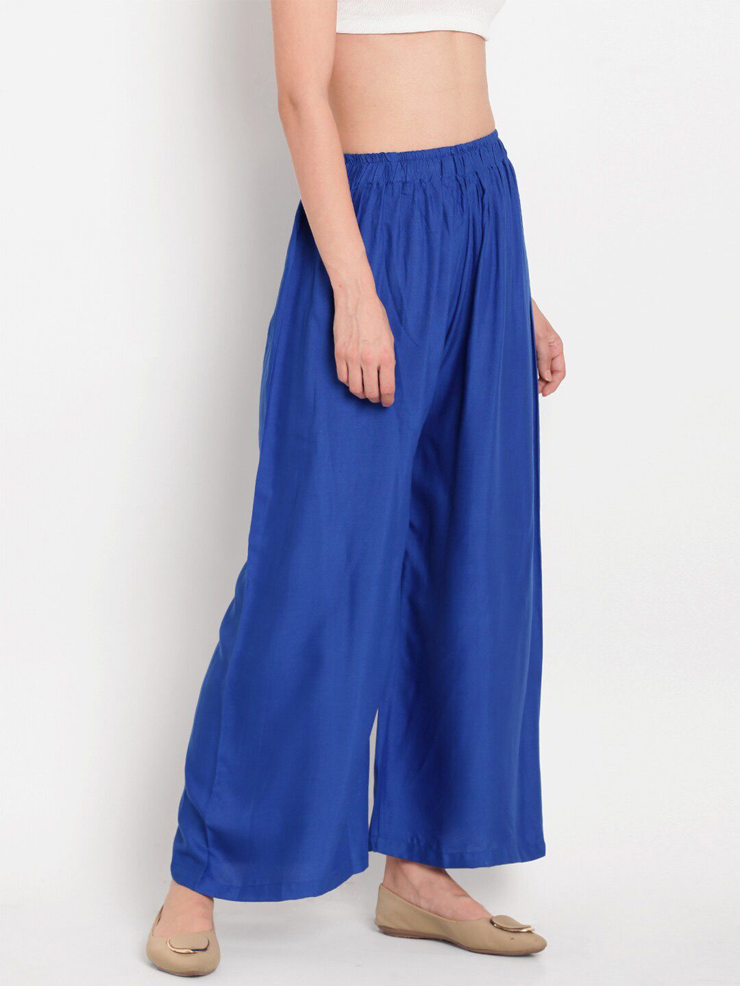 TAG 7 Women Blue Solid Palazzos