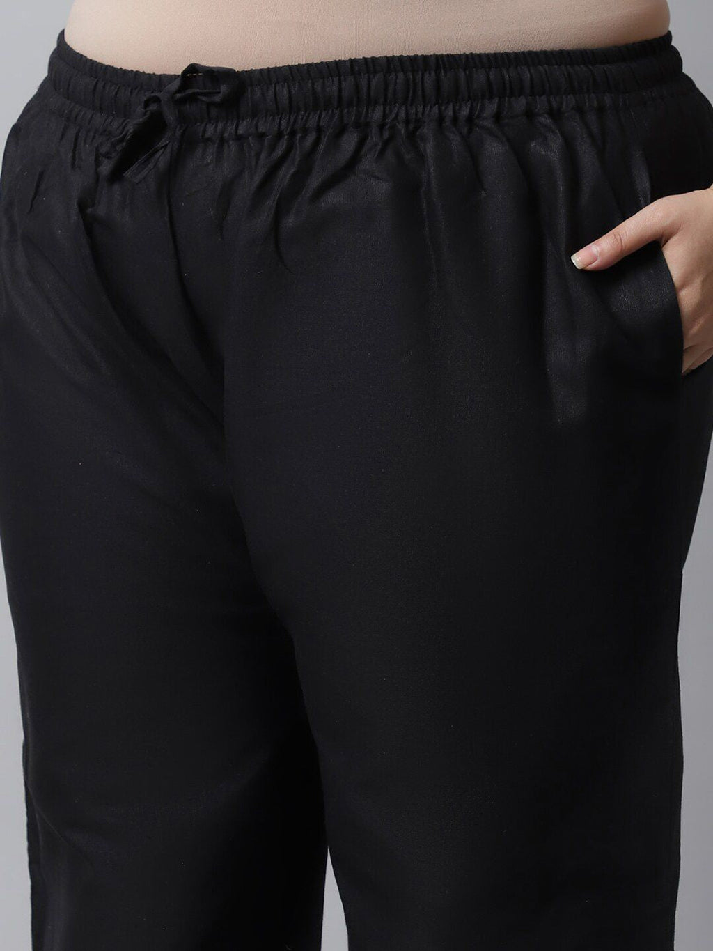 TAG 7 Women Plus Size Black Linen Ethnic Palazzo