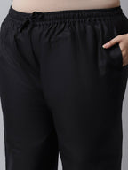 TAG 7 Women Plus Size Black Linen Ethnic Palazzo